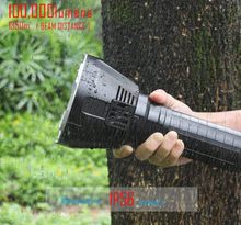 Load image into Gallery viewer, MusJig MS18 Brightest Flashlight 100,000 Lumens, LED Flashlight 18pcs Cree XHP70.2 LEDs, Rechargeable Powerful Torch Long Throw Up to 1350 Meters, with OLED Display and Built-in Cooling Tools