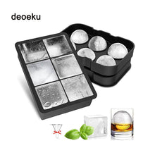 Load image into Gallery viewer, deoeku Ice Cube Trays (Set of 2), Sphere Ice Ball Maker with Lid & Large Square Ice Cube Maker for Whiskey, Cocktails and Homemade, Keep Drinks Chilled Black