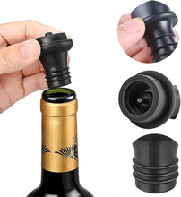 Load image into Gallery viewer, Vervezen 8 Pcs Wine Stopper, Reusable Wine Bottle Stoppers, Stoppers Bottle Silicone, Vacuum Wine Stoppers, Leakproof Wine Stopper Preserver, Suitable for Beer, Champagne, Wine, Sparkling Wine(Black)