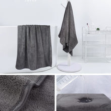 Load image into Gallery viewer, nakuei Microfiber Bath Towels Large Bathroom Towel Super Absorbent Shower Towel Extra Soft Towels for Bathroom, Sports, Travel, Fitness, Yoga, Spa, Pool, Dark Grey 2Pack 30Inch x 60Inch
