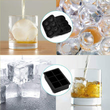 Load image into Gallery viewer, deoeku Ice Cube Trays (Set of 2), Sphere Ice Ball Maker with Lid & Large Square Ice Cube Maker for Whiskey, Cocktails and Homemade, Keep Drinks Chilled Black