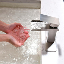 Load image into Gallery viewer, AWARA Bathroom Faucet, Single Hole Bathroom Sink Faucet, Brushed Nickel Waterfall 1 or 3 Hole Single Handle Bathroom Sink Faucet with Pop Up Drain and Supply Lines