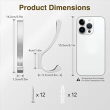 Load image into Gallery viewer, wofuie Coat Hanger Wall Mount - Metal Hooks for Hanging Heavy Duty, Screw In for Clothes, Backpack, Purse - Silver 6 Pack