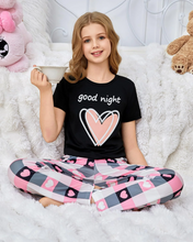 Load image into Gallery viewer, Knotica Girls Pajamas Set 3 Pcs Short Sleeve Pjs Crewneck Sleepwear Plaid Pants Shorts Outfits Loungewear
