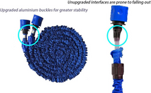 Load image into Gallery viewer, Joremx Expandable Garden Hose (16ft to 50ft), Aluminium Connector with 7 Functioning Nozzles, Multi-Purpose Garden Hose Sprayer, Garden Patio Sprayer for Watering Plants, Cleaning Cars or Pets (Blue)
