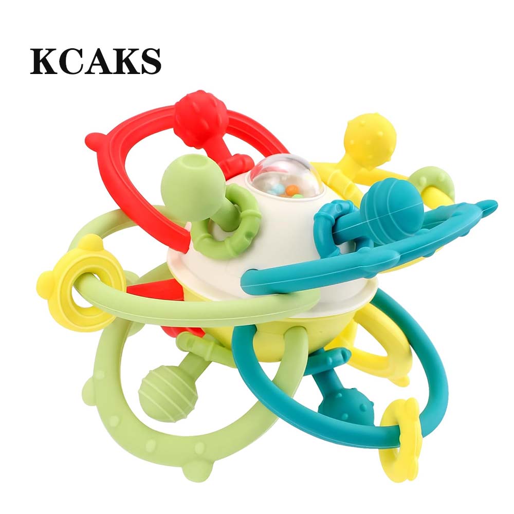 KCAKS Infant's rattles Food-Grade Silicone Teether for 6-12 Months Baby Toys 0-6 Months Infant Sensory Toys Rattle 12-18 Months 1 Year Old Developmental Toys for Newborn Boys Girls Gifts