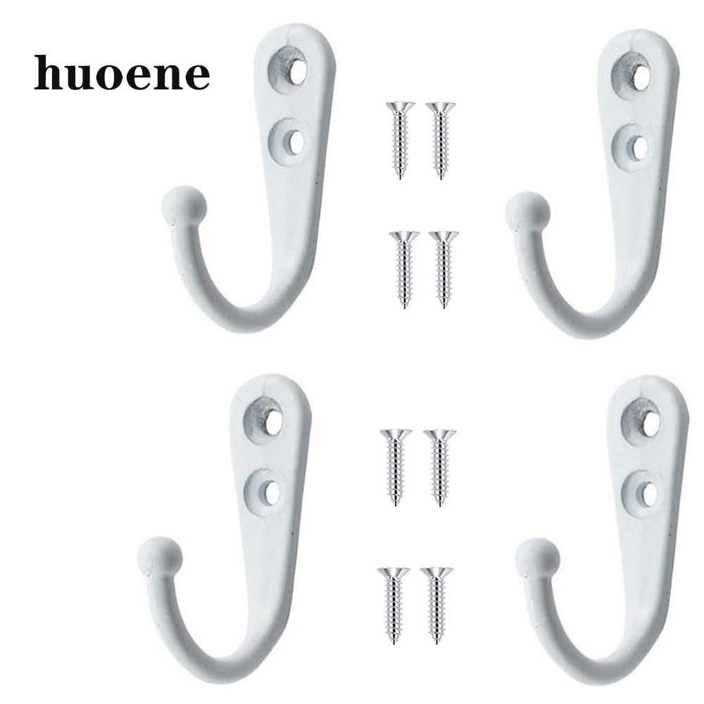 huoene Metal clothes hooks 4 PCS Wall Mounted Hooks Coat Hooks Retro Door Robe Hook for Hanging Towel Clothes Hat Key Cup Single Metal Hook Cloth Hanger for in Bedroom Bathroom Kitchen Cupboard