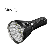 Load image into Gallery viewer, MusJig MS18 Brightest Flashlight 100,000 Lumens, LED Flashlight 18pcs Cree XHP70.2 LEDs, Rechargeable Powerful Torch Long Throw Up to 1350 Meters, with OLED Display and Built-in Cooling Tools
