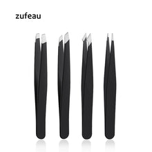 Load image into Gallery viewer, zufeau 4 PCS Stainless Steel Tweezers Set – Precision Tweezers for Ingrown Hair, Facial Hair, Splinter, Blackhead and Tick Remover
