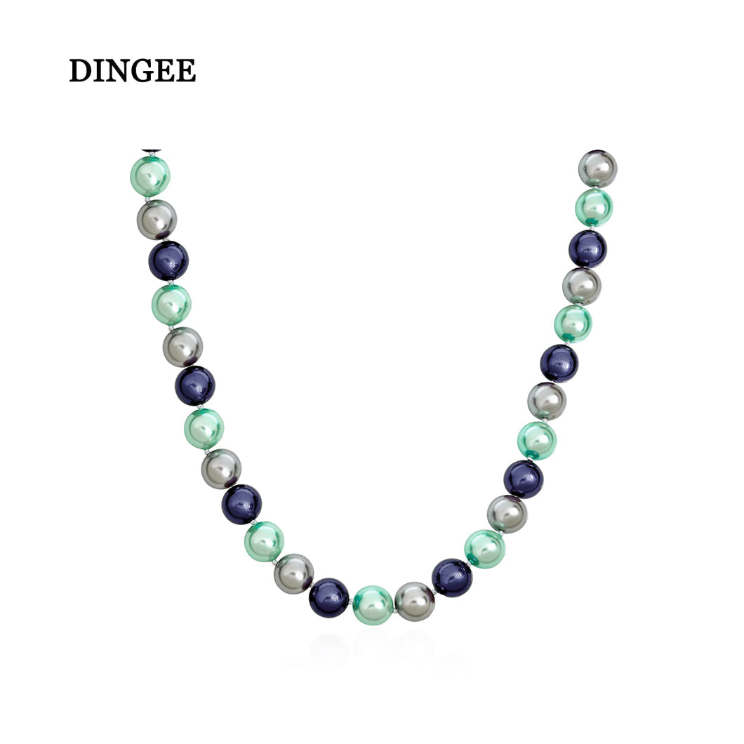 DINGEE Black, White Brown Grey Blue Multi-Color Strand Long 10MM Simulated Pearl Necklace for Women 18, 20 Inch