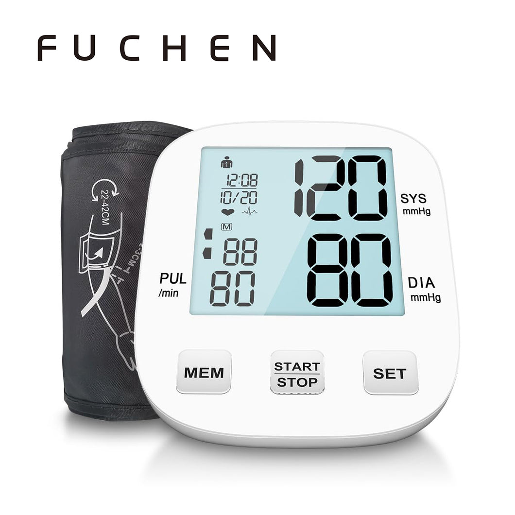 FUCHEN Blood Pressure Monitors Cuff 22-42cm, Blood Pressure Machine Large Cuff BP Monitor Upper Arm Blood Pressure BP Apparatus for Adult Elder at Home or Travel Use Heart Rate Hypertension Monitor