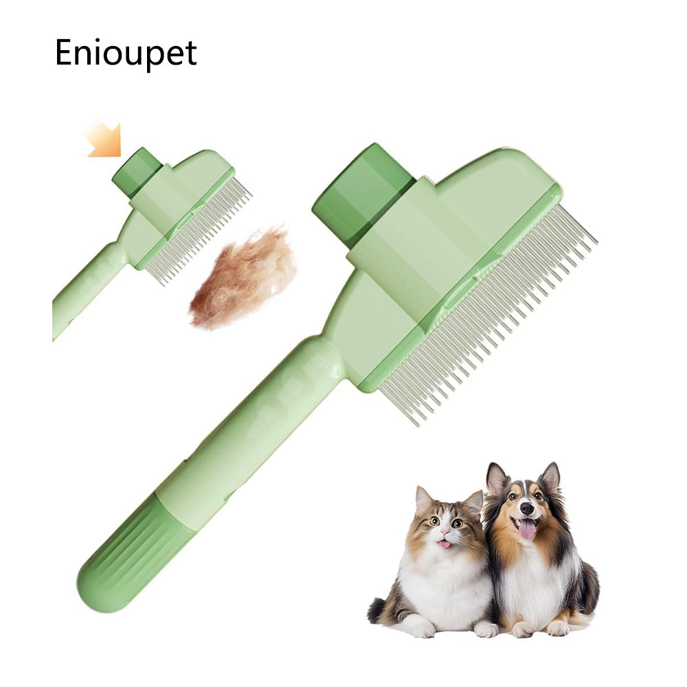 Enioupet Self-cleaning pet brush for long and short hair care, cat brush, pet comb for removing matted hair, knot and tangle detangler tool accessories for dogs (Green)