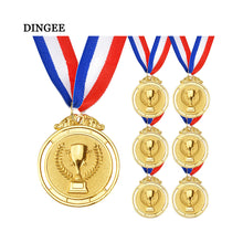 Load image into Gallery viewer, DINGEE 6 Pieces Gold Medals for Awards, Metal Kids Award Medals with Neck Ribbons, Olympic Style Trophy Awards Winner Medals Gold Prizes for Sports, Competitions, Soccer Games, Party Favors, Children Adults
