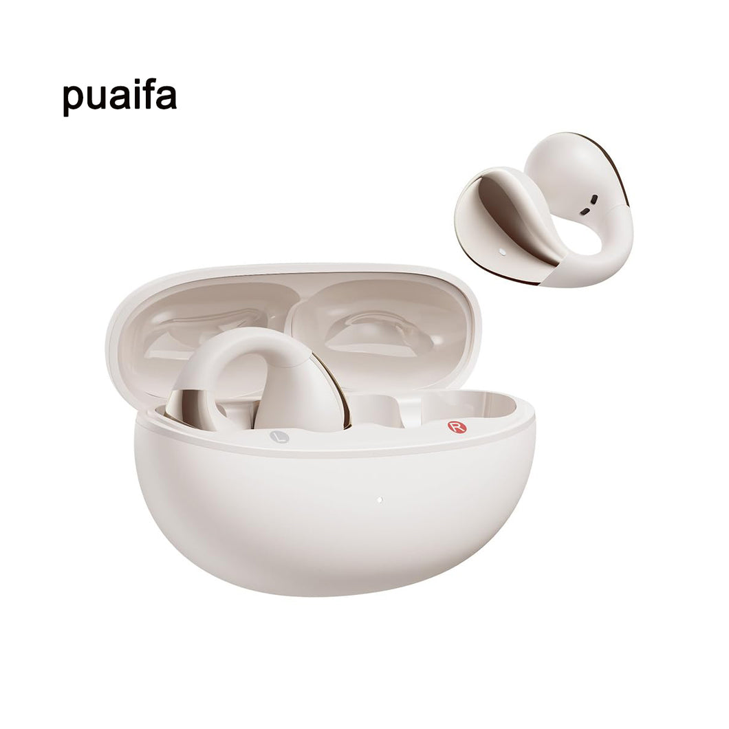 puaifa Open Ear Headphones Wireless Bluetooth, Clip-On Earbuds with 4 ENC Noise Cancelling Mic, Stable Fit, Dual Connection, EQ Customized, Sports Earphones for Workout/Running C30