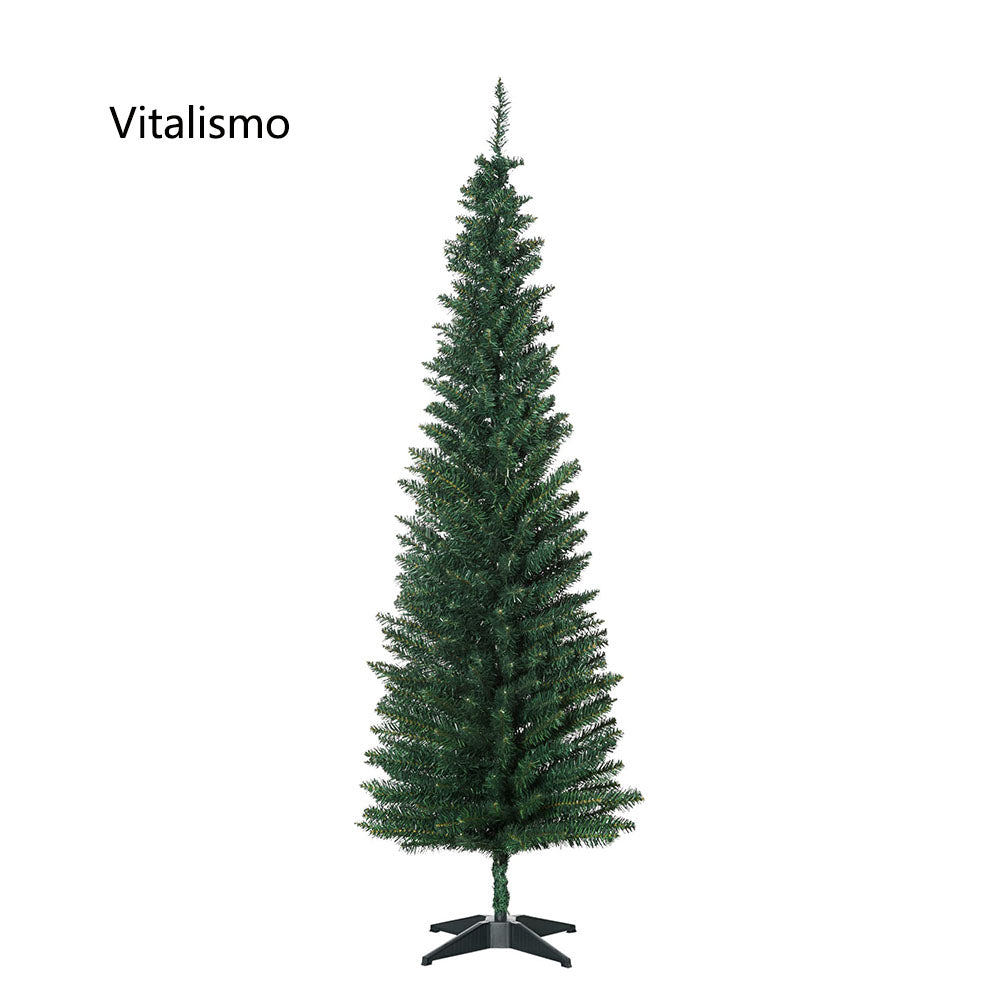 Vitalismo 6' Pencil Christmas Tree, Slim Artificial Xmas Tree with Realistic Branches, Sturdy Stand, Green