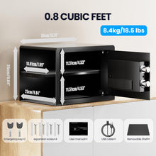 Load image into Gallery viewer, xiwoua Biometric Safe Box - (0.77 cu. ft.) Coffre Fort with Silent Mode, Backlit Keypad and LED Light, Small Safe Box for Home, Anti-Rust, Anti-Theft, Anti-Pry
