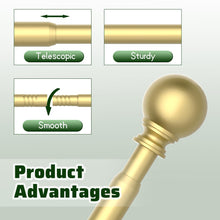Load image into Gallery viewer, ESAN Curtain Rods for Windows 48 to 84 Inch Adjustable, Gold 5/8 Inch Diameter Drapery Rods with Brackets,Single Window With Curtain Rod Set
