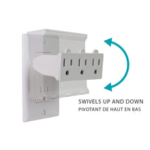 Load image into Gallery viewer, uebooa 46505 3-Outlet Lateral Swivel Grounded Wall Adapter Tap, White Finish
