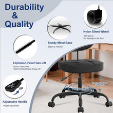 Load image into Gallery viewer, AHLHHOME Vanity Chair with back, Small Armless Cute office Chair with wheels and Lumbar support, Comfy PU Leather Desk Computer Chairs with Adjustable Height, 360°Swivel for Home Bedroom Office, Black
