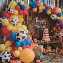 Load image into Gallery viewer, NYXHE Carnival Party Balloons, Toy Inspired Story Balloons, Red Yellow Blue Balloon Cow Print and Sky Blue Cloud Balloon for Cartoon Story Carnival Circus Theme Birthday Party Baby Shower Wedding Decor
