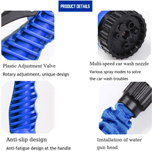 Load image into Gallery viewer, Joremx Expandable Garden Hose (16ft to 50ft), Aluminium Connector with 7 Functioning Nozzles, Multi-Purpose Garden Hose Sprayer, Garden Patio Sprayer for Watering Plants, Cleaning Cars or Pets (Blue)
