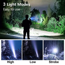 Load image into Gallery viewer, Yaninkle Rechargeable Flashlight, Super Bright LED Flashlights - High Lumen, 3 Modes, Zoomable Handheld Flash Light, Waterproof Lampe de poche for Camping Hiking Emergency Gift-Giving (2 Pack)
