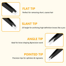 Load image into Gallery viewer, zufeau 4 PCS Stainless Steel Tweezers Set – Precision Tweezers for Ingrown Hair, Facial Hair, Splinter, Blackhead and Tick Remover
