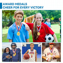 Load image into Gallery viewer, DINGEE 6 Pieces Gold Medals for Awards, Metal Kids Award Medals with Neck Ribbons, Olympic Style Trophy Awards Winner Medals Gold Prizes for Sports, Competitions, Soccer Games, Party Favors, Children Adults
