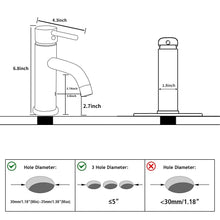 Load image into Gallery viewer, Jiteio Black One Hole Single Handle Bathroom Faucet RV Matte Black Bathroom Faucets Bathroom Vanity Faucet with Pop Up Drain with Overflow and Hose
