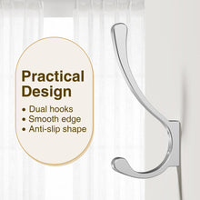 Load image into Gallery viewer, wofuie Coat Hanger Wall Mount - Metal Hooks for Hanging Heavy Duty, Screw In for Clothes, Backpack, Purse - Silver 6 Pack
