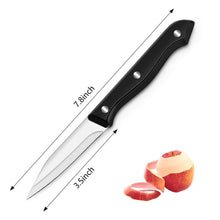 Load image into Gallery viewer, kecuio 4-Piece Paring Knife Set, 3.5 Inch Paring Knife with Ergonomic Handle, Triple Rivet Paring Knives, Peeler for Kitchen for Vegetable and Fruit, Kitchen Knife Set, Stainless Steel/Black

