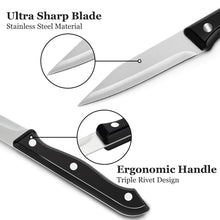 Load image into Gallery viewer, kecuio 4-Piece Paring Knife Set, 3.5 Inch Paring Knife with Ergonomic Handle, Triple Rivet Paring Knives, Peeler for Kitchen for Vegetable and Fruit, Kitchen Knife Set, Stainless Steel/Black
