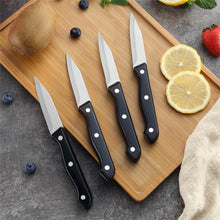 Load image into Gallery viewer, kecuio 4-Piece Paring Knife Set, 3.5 Inch Paring Knife with Ergonomic Handle, Triple Rivet Paring Knives, Peeler for Kitchen for Vegetable and Fruit, Kitchen Knife Set, Stainless Steel/Black

