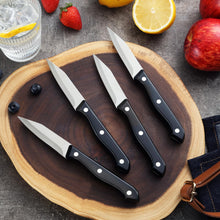 Load image into Gallery viewer, kecuio 4-Piece Paring Knife Set, 3.5 Inch Paring Knife with Ergonomic Handle, Triple Rivet Paring Knives, Peeler for Kitchen for Vegetable and Fruit, Kitchen Knife Set, Stainless Steel/Black
